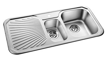 Secher Haderslev 340/180 BK1 BA stålvask t/køkken 1010 x 490 mm. Rustfrit stål